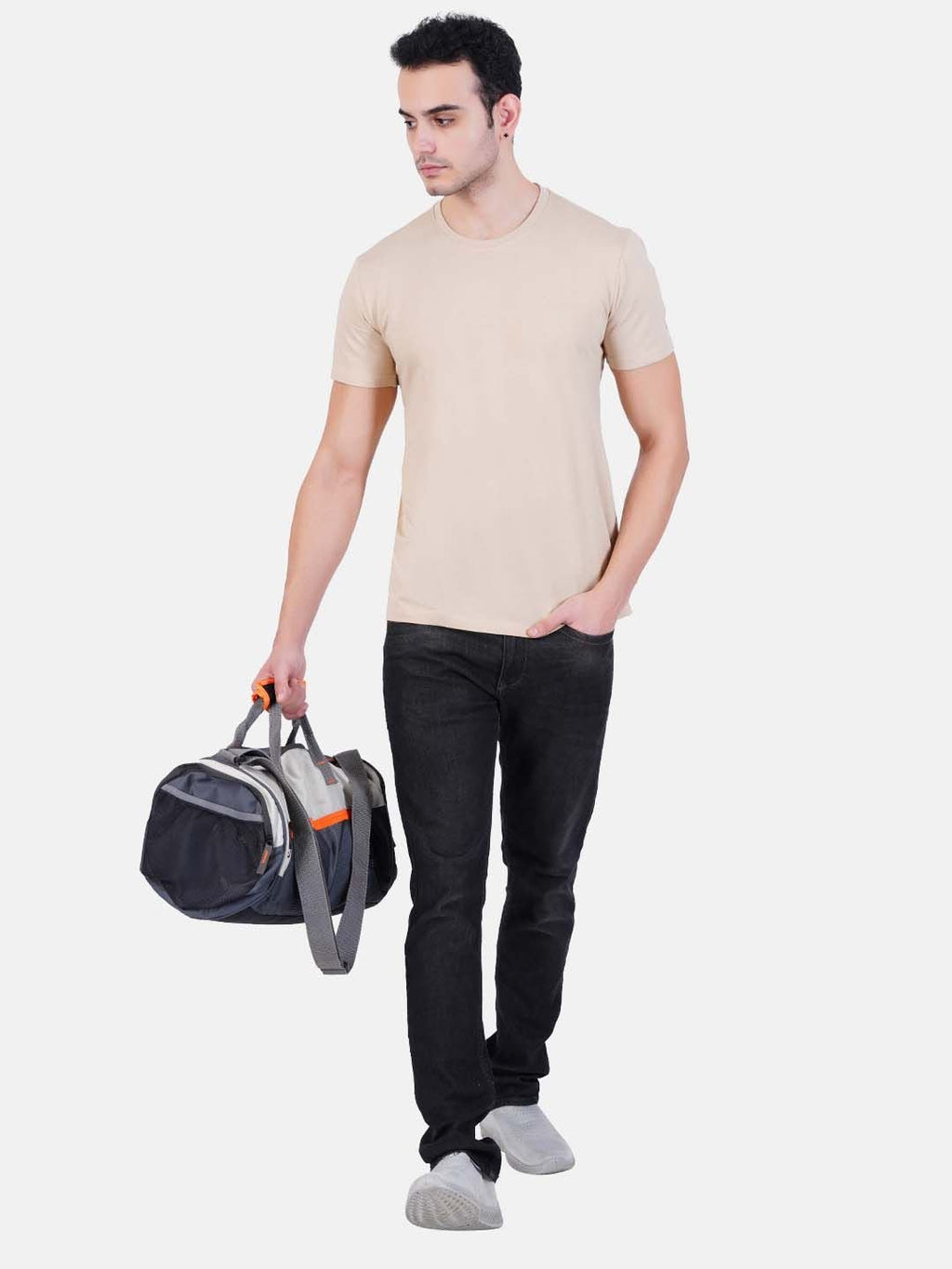 Pure Cotton T-Shirt for Men and Women - Beige - Pickkart