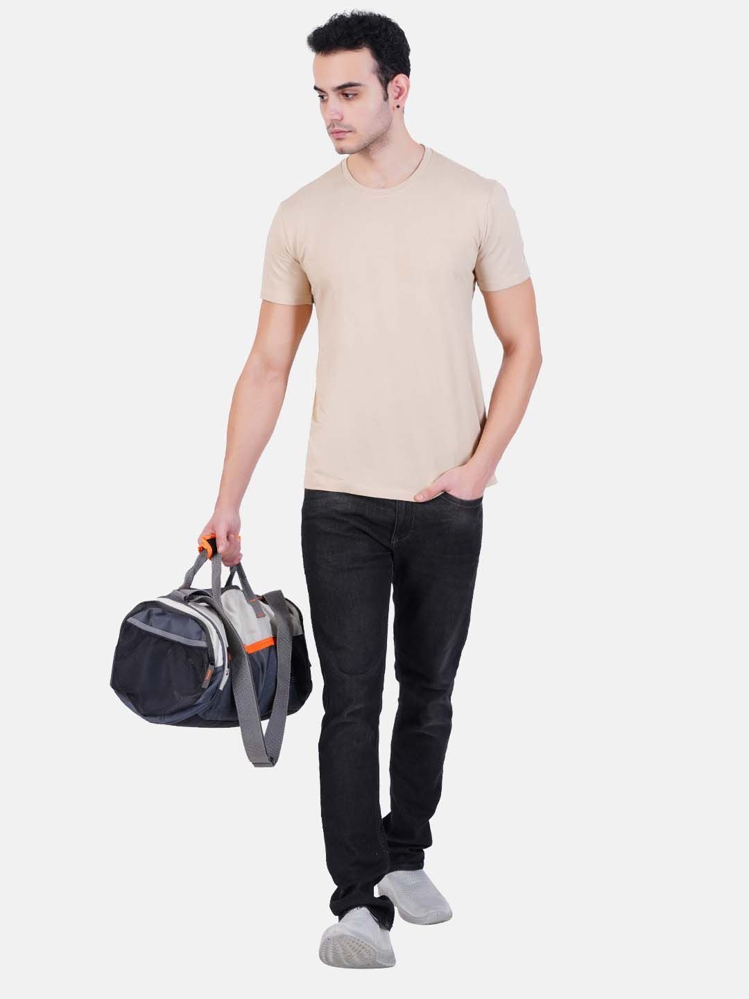 Pure Cotton T-Shirt for Men and Women - Beige - Pickkart