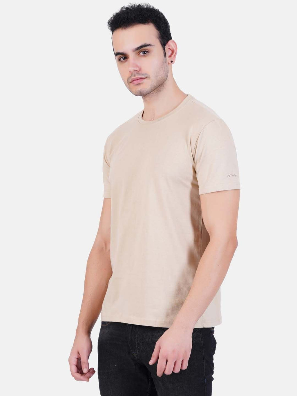 Pure Cotton T-Shirt for Men and Women - Beige - Pickkart