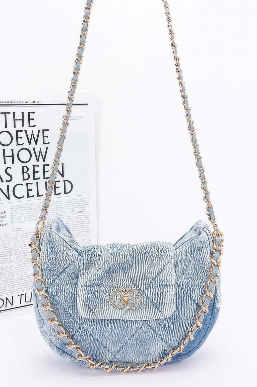 Quilted Washed Denim Crossbody Bag - Pickkart