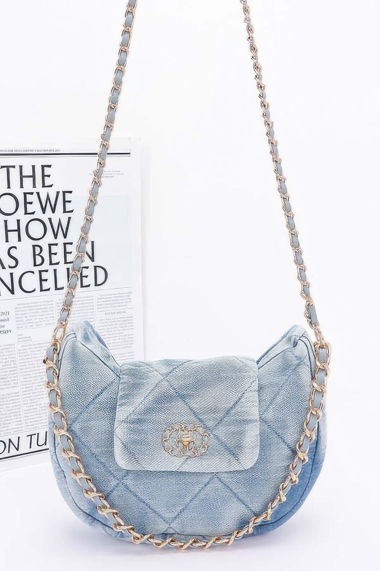 Quilted Washed Denim Crossbody Bag - Pickkart