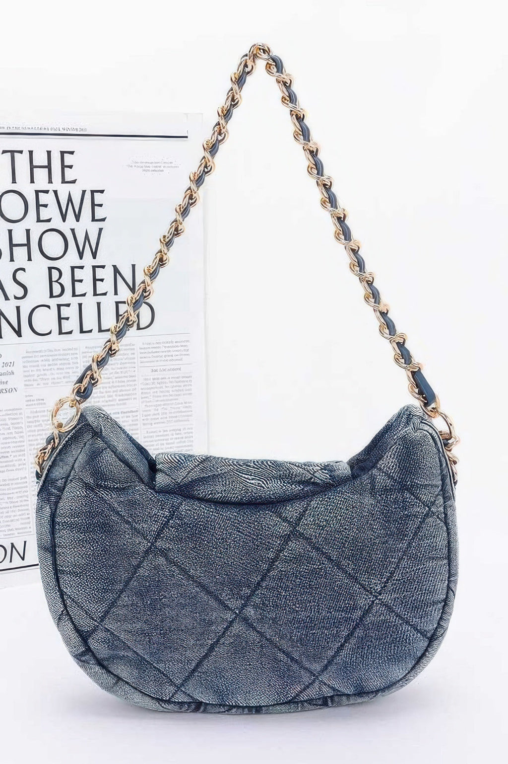 Quilted Washed Denim Crossbody Bag - Pickkart