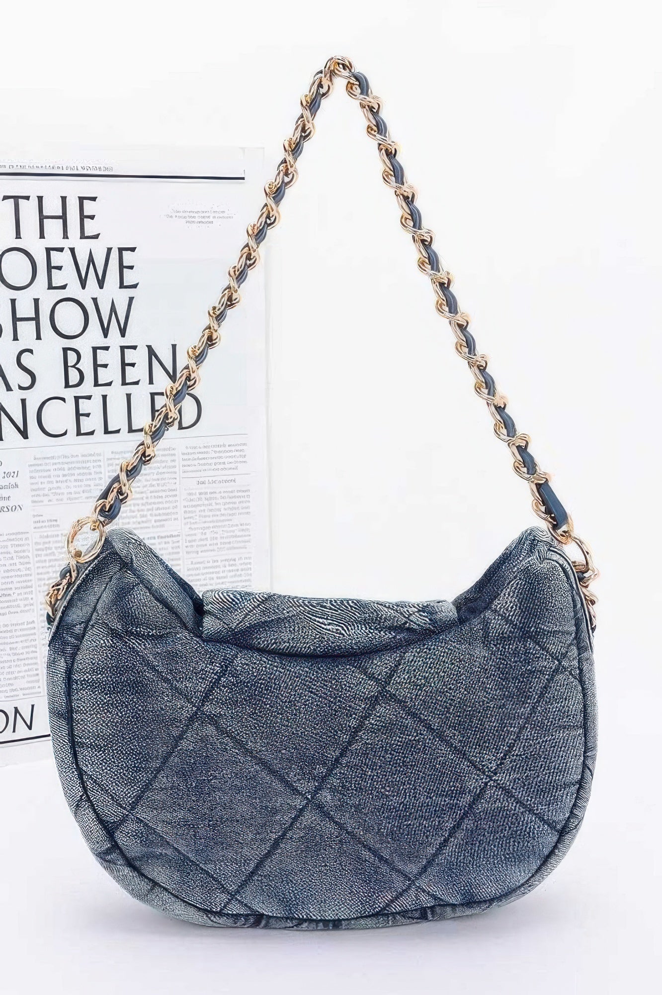 Quilted Washed Denim Crossbody Bag - Pickkart