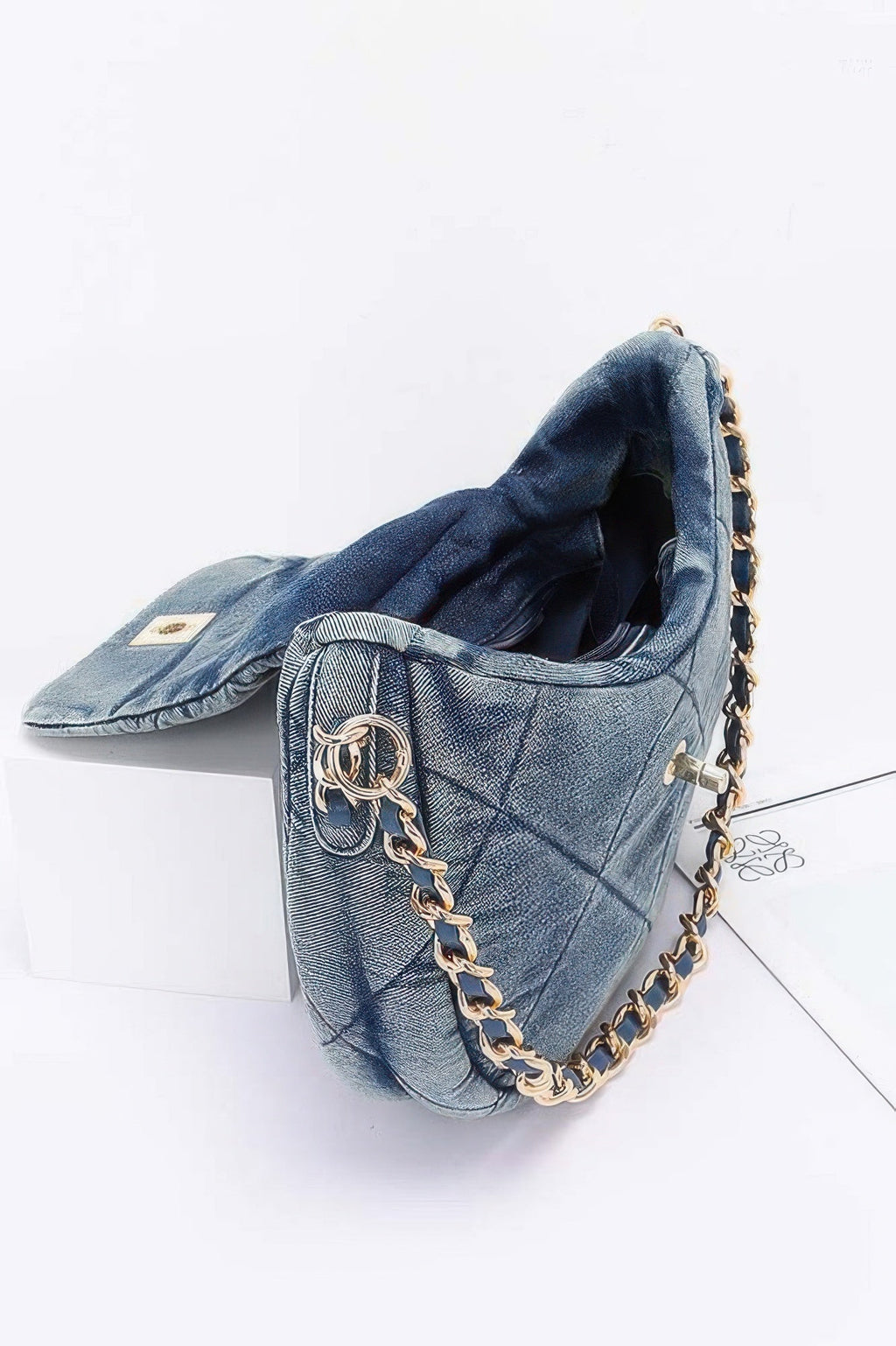 Quilted Washed Denim Crossbody Bag - Pickkart