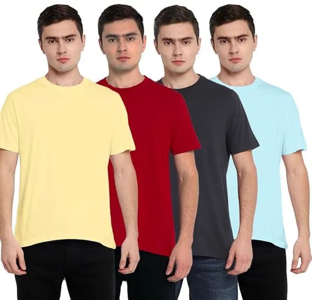 Round neck Cotton T-shirt (Pack of - 4 ) - Pickkart