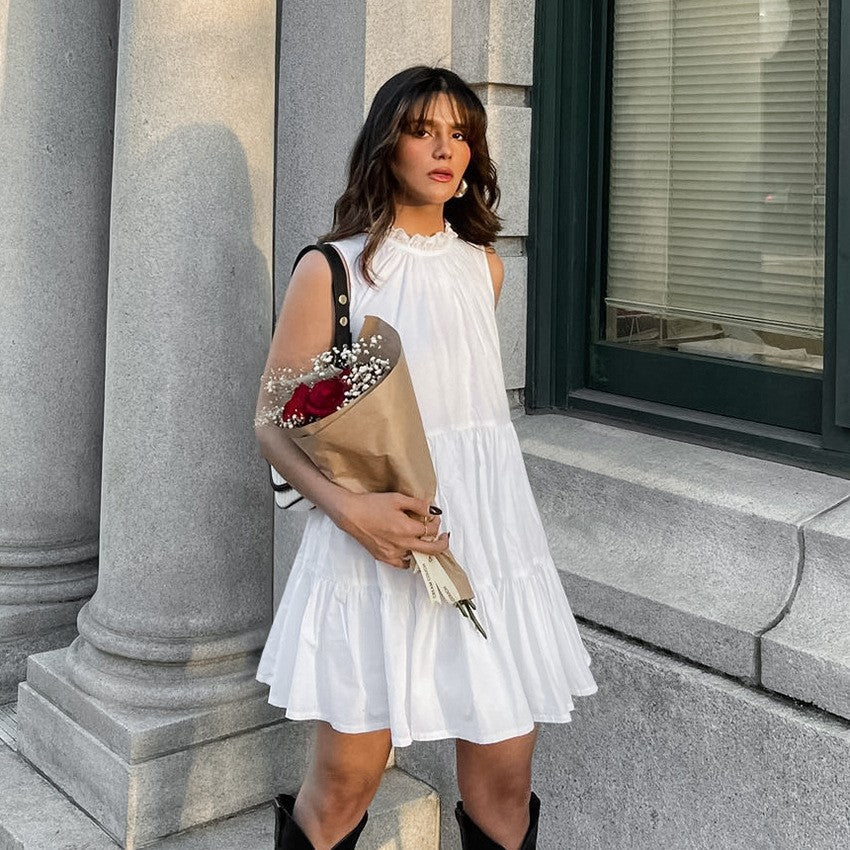 Round Neck Sexy Bow Tie Elegant Loose Temperament Dress - Pickkart