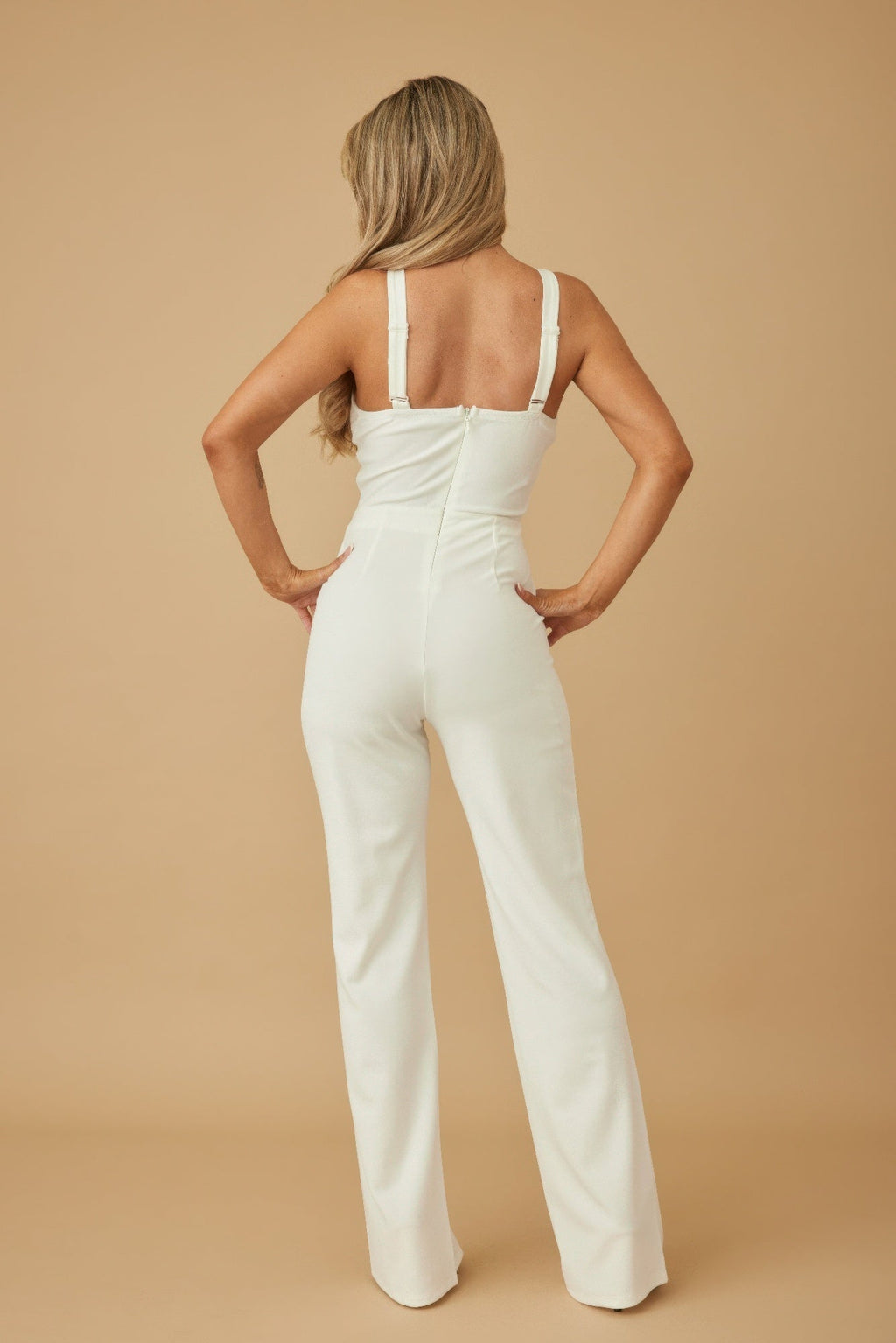 Round Sleeveless Multi Crystal Jumpsuit - Pickkart