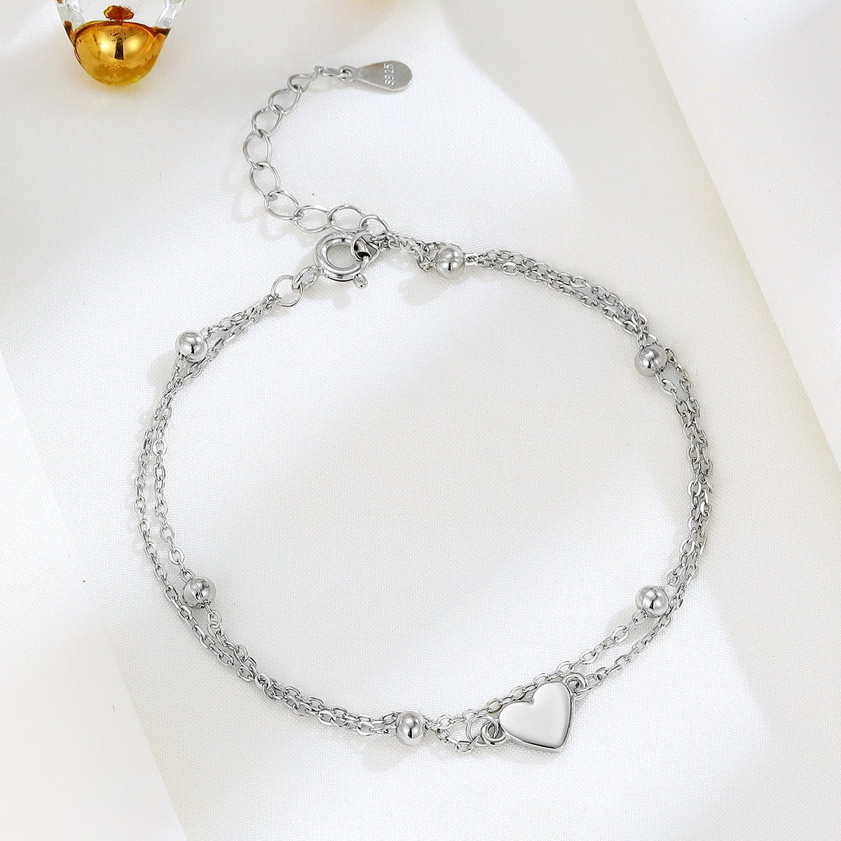 S925 Sterling Silver All - match Heart Double - layer Bracelet - Pickkart