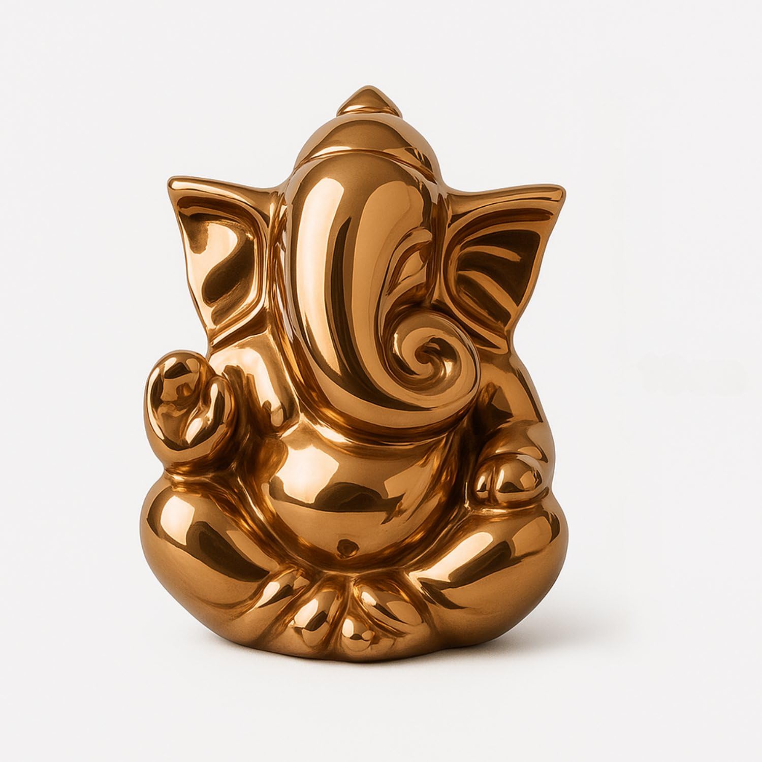sculpmart Ganesh Idol for Home Decor & Pooja Mandir | Ganesh Ji Murti Decorative Showpiece for Home Decor | Office Desk & Gifting (Golden) 12 CM - Pickkart