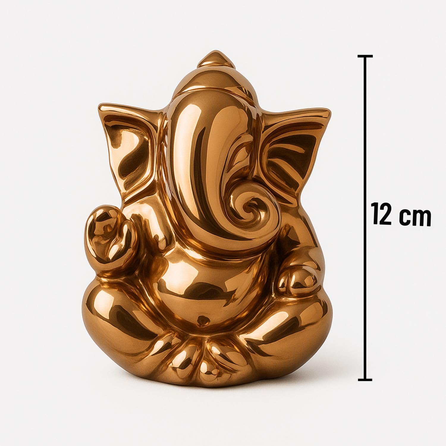 sculpmart Ganesh Idol for Home Decor & Pooja Mandir | Ganesh Ji Murti Decorative Showpiece for Home Decor | Office Desk & Gifting (Golden) 12 CM - Pickkart