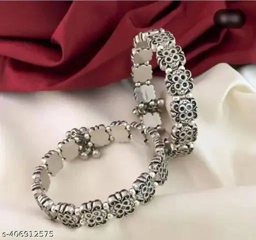 Silver Sterling Silver Kada (Pack of 2) - Pickkart