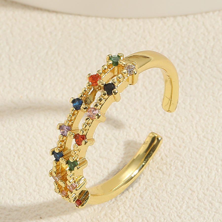 Simple Graceful Plaid Color Open - end Zircon Ring - Pickkart