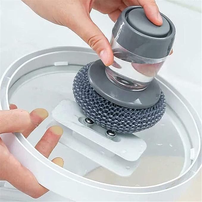 Soap Dispensing Dish Brush, Pressing Cleaning Brush with Built - in Liquid Storage, Dishwashing Lid Pot Brush for Tank Kitchen - Pickkart