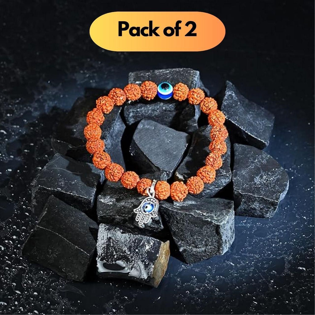 Spiritual Eye Bohemian Rudraksha Beads Bracelet Pack of 2 - Pickkart