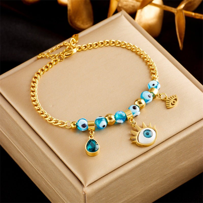 Stainless Steel Gold Plated Punk Fashion Double Layer Bracelet For Women Girl Snake Chain Party Luxury Jewelry - Pickkart