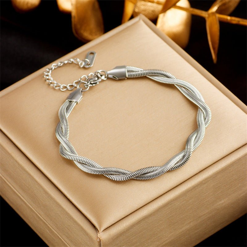 Stainless Steel Gold Plated Punk Fashion Double Layer Bracelet For Women Girl Snake Chain Party Luxury Jewelry - Pickkart