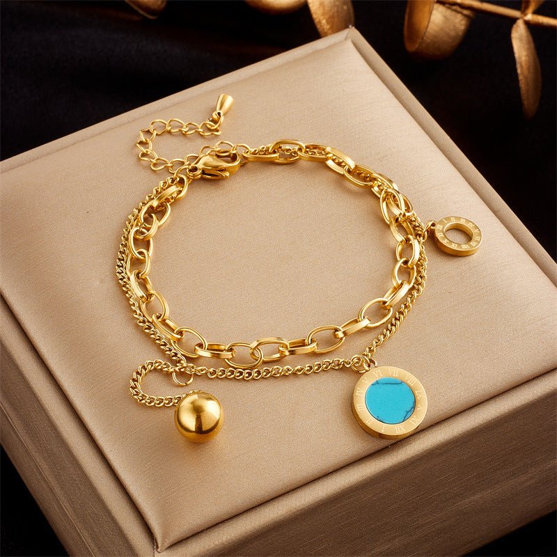 Stainless Steel Gold Plated Punk Fashion Double Layer Bracelet For Women Girl Snake Chain Party Luxury Jewelry - Pickkart