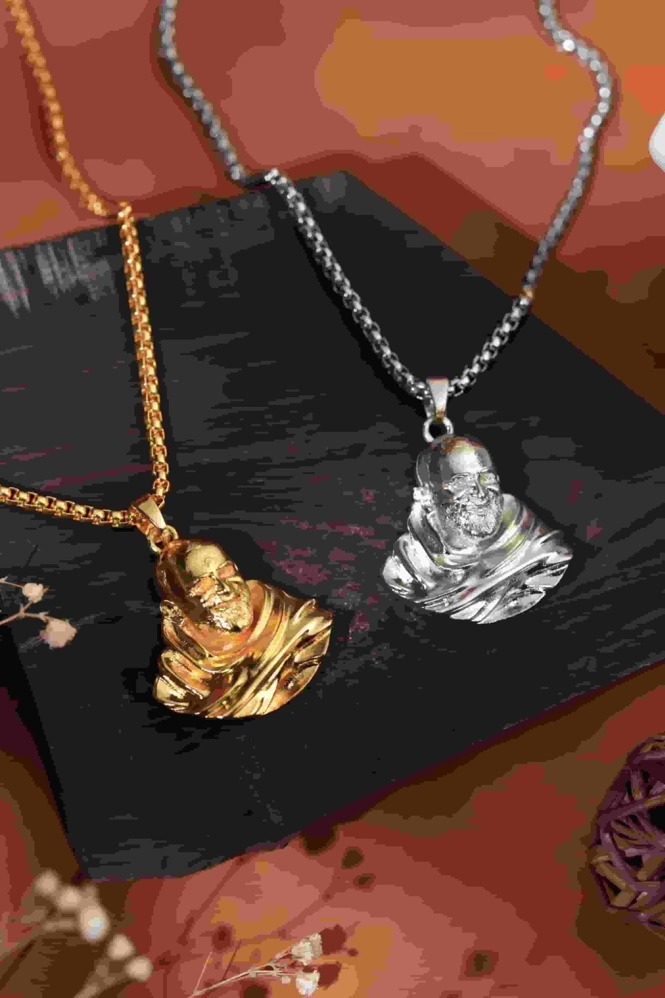 Sterling Gold Plated Neem Karoli Baba Pendant for Men - Pickkart