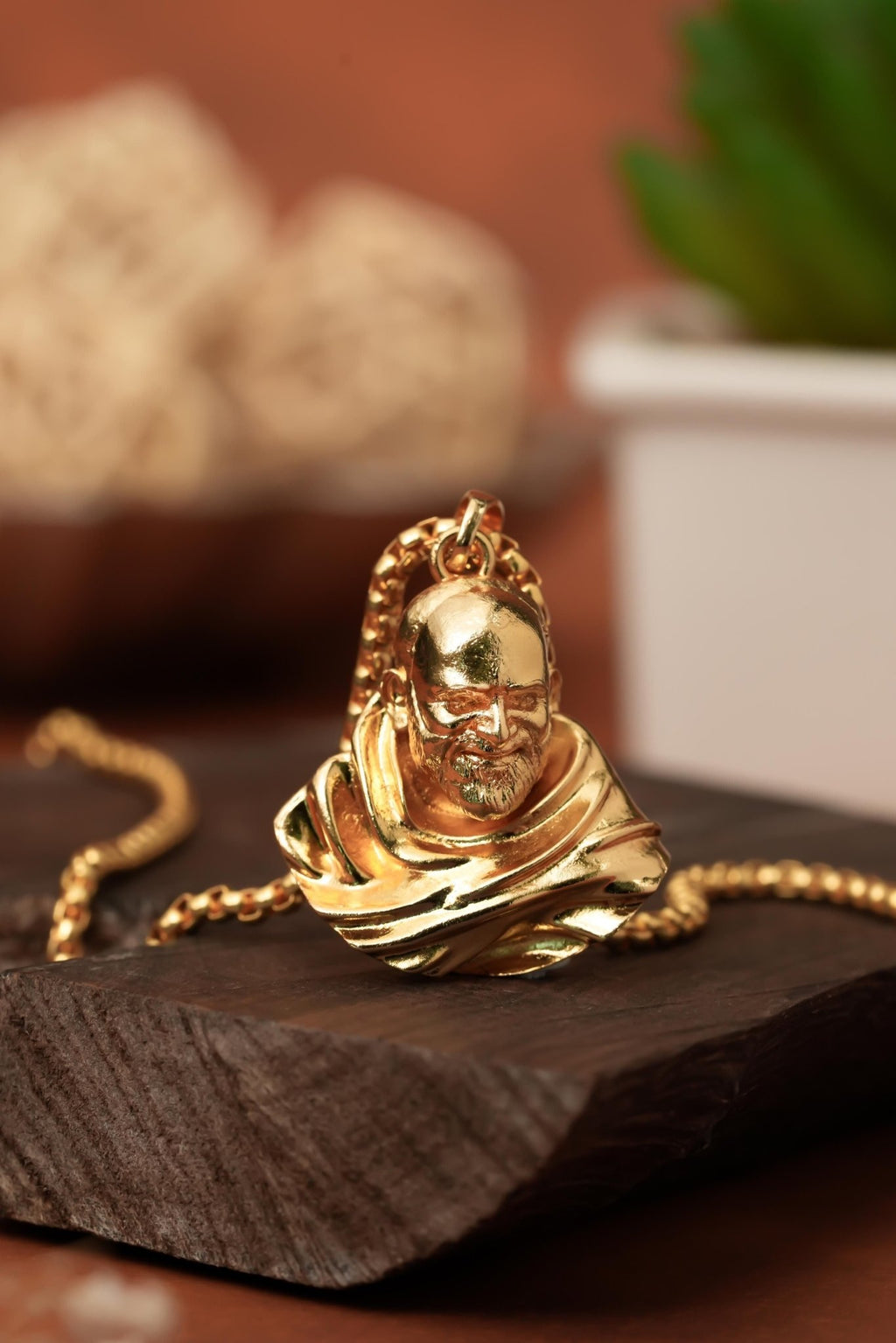 Sterling Gold Plated Neem Karoli Baba Pendant for Men - Pickkart