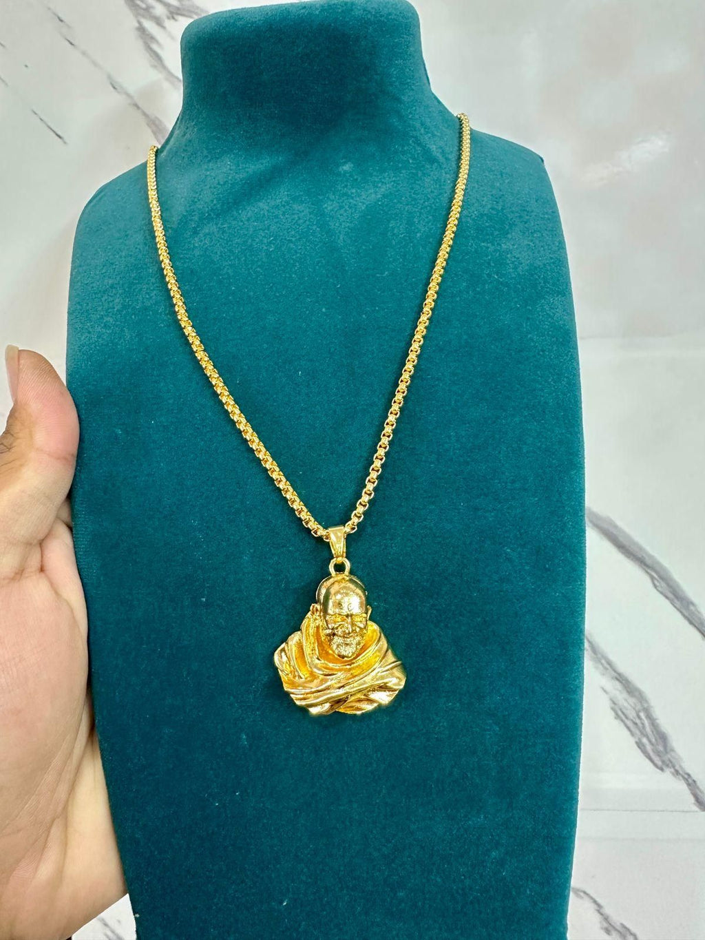 Sterling Gold Plated Neem Karoli Baba Pendant for Men - Pickkart