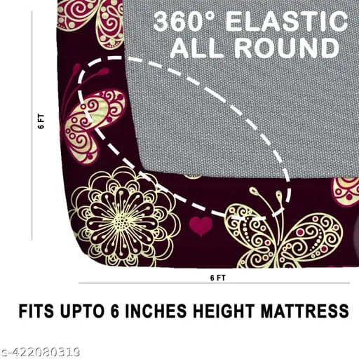 Super Soft Glace Cotton All Round Elastic Fitted Double Bed Bedsheet with 2 Pillow Covers - 72x78x8 - Pickkart