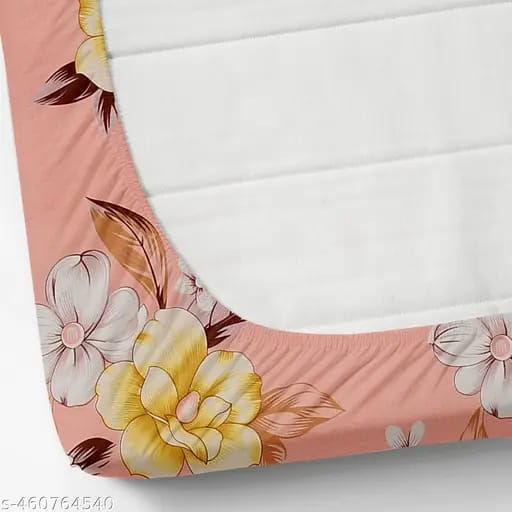Super Soft Glace Cotton All Round Elastic Fitted Double Bed Bedsheet with 2 Pillow Covers - 72x78x8 - Pickkart