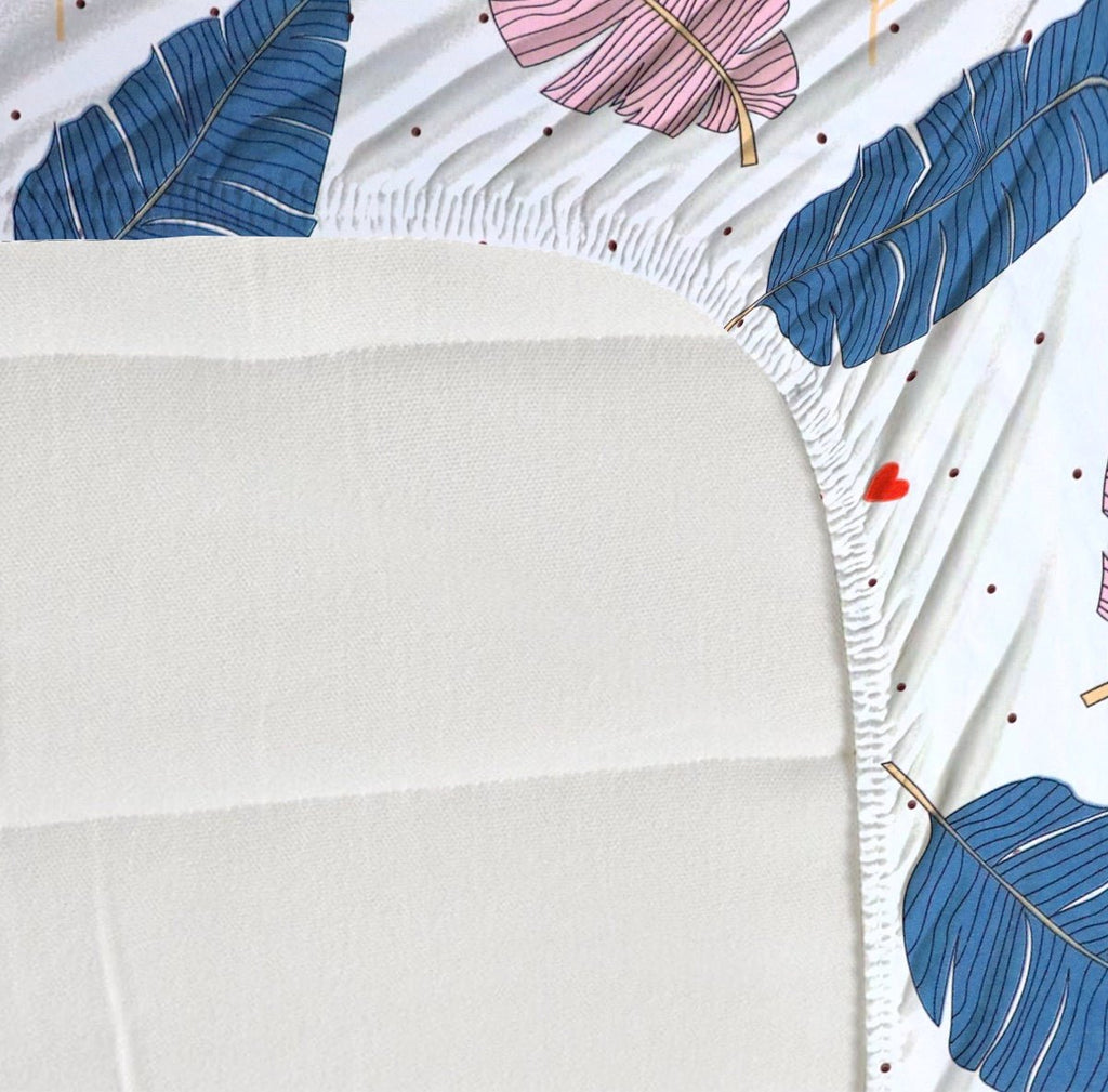 Super Soft Glace Cotton All Round Elastic Fitted Double Bed Bedsheet with 2 Pillow Covers - 72x78x8 - Pickkart