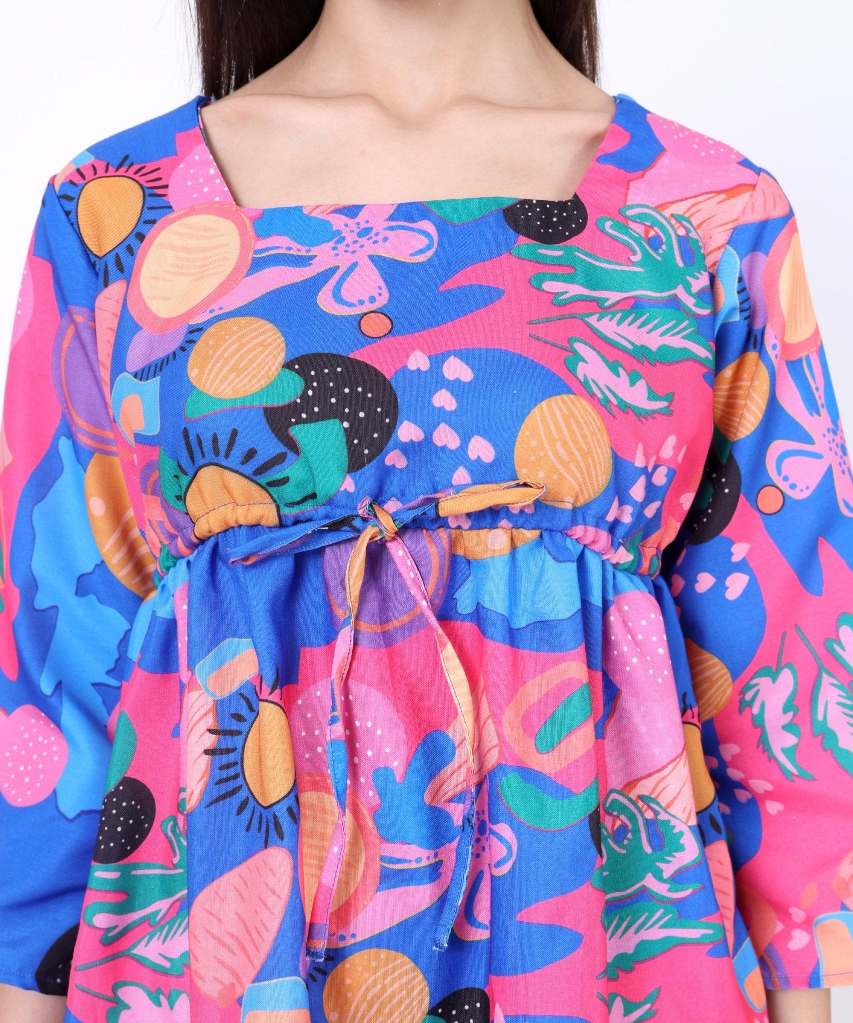 The Seamsters Crew Women's Colourful Free Flowing Abstract Printed Top With Trouser Co - ord Set - Pickkart