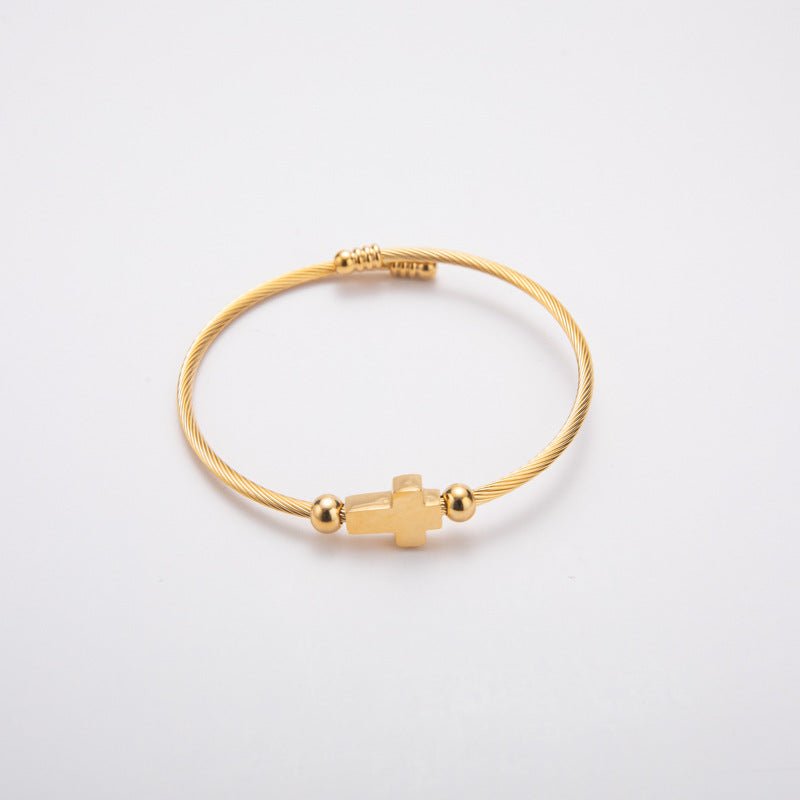 Titanium Steel Retro With Opening Adjustable Cross Bracelet - Pickkart