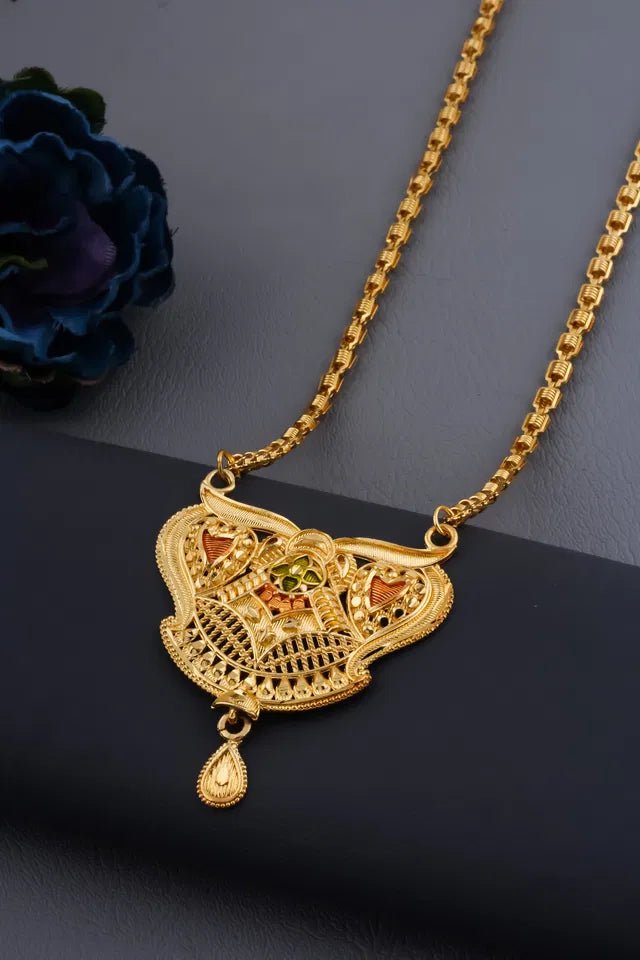 Traditional Gold plated Ki Mala Design With Chen Ladi Long Mangalsutra - Pickkart