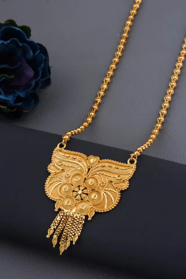 Traditional Gold plated Ki Mala Design With Moti Chen Ladi Long Mangalsutra - Pickkart