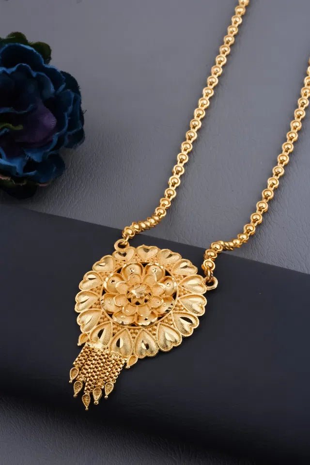 Traditional Gold plated Ki Mala Design With Moti Chen Ladi Long Mangalsutra - Pickkart