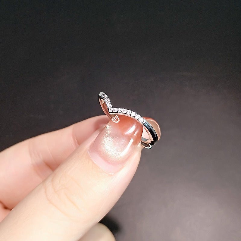 V - shaped Gang Drill Zircon Ring For Women - Pickkart