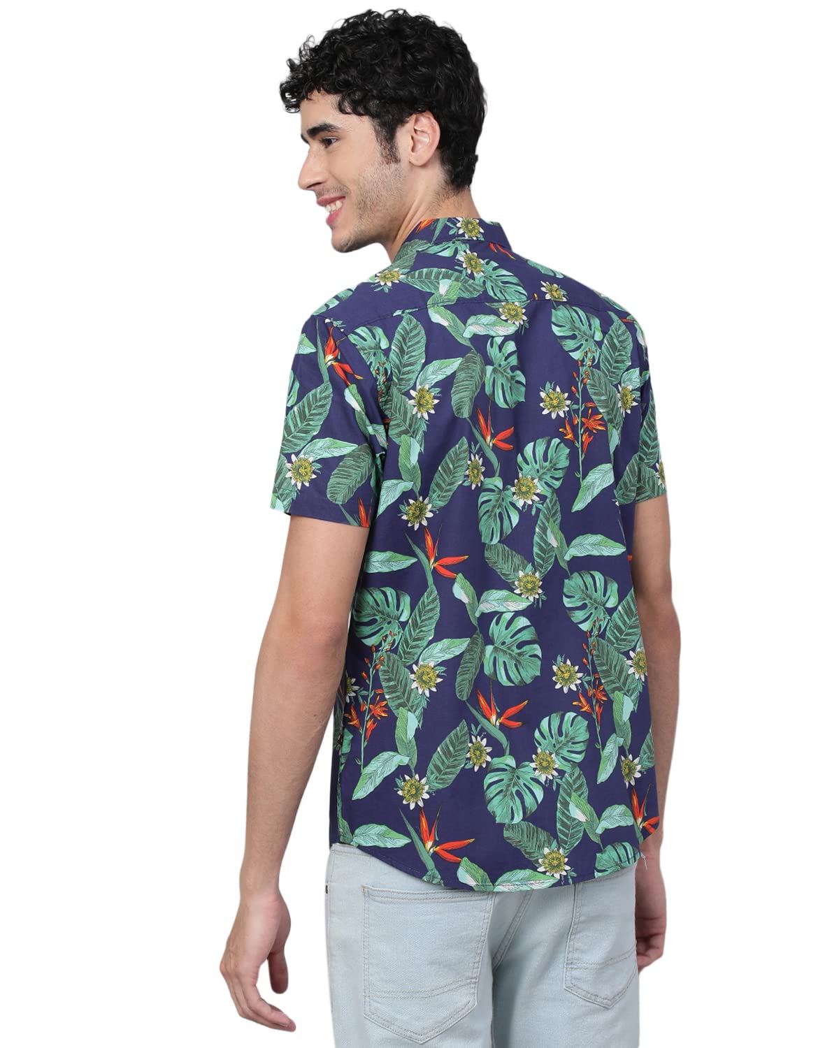 Veirdo® Shirt for Men, Cotton Regular Fit Short - Sleeve, Floral Printed Shirt - Pickkart