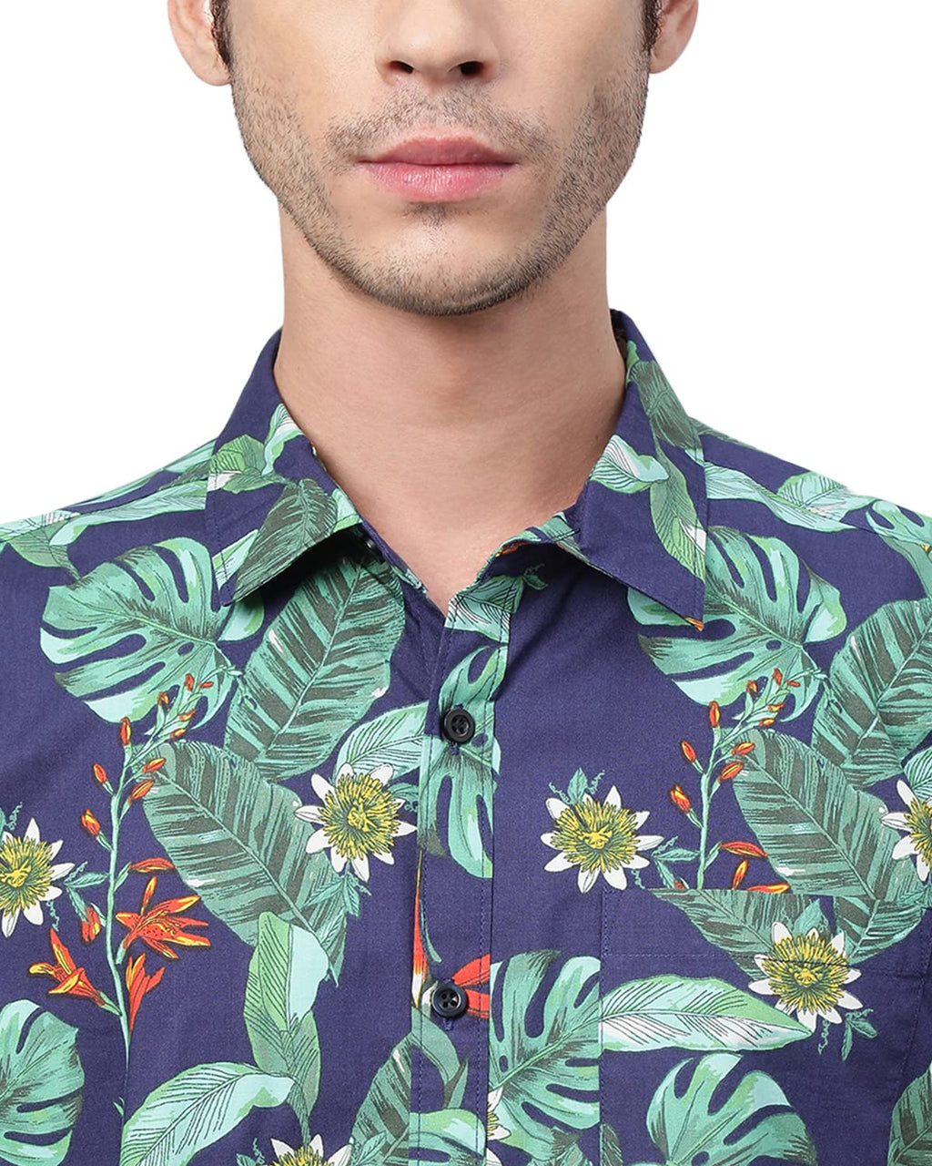 Veirdo® Shirt for Men, Cotton Regular Fit Short - Sleeve, Floral Printed Shirt - Pickkart