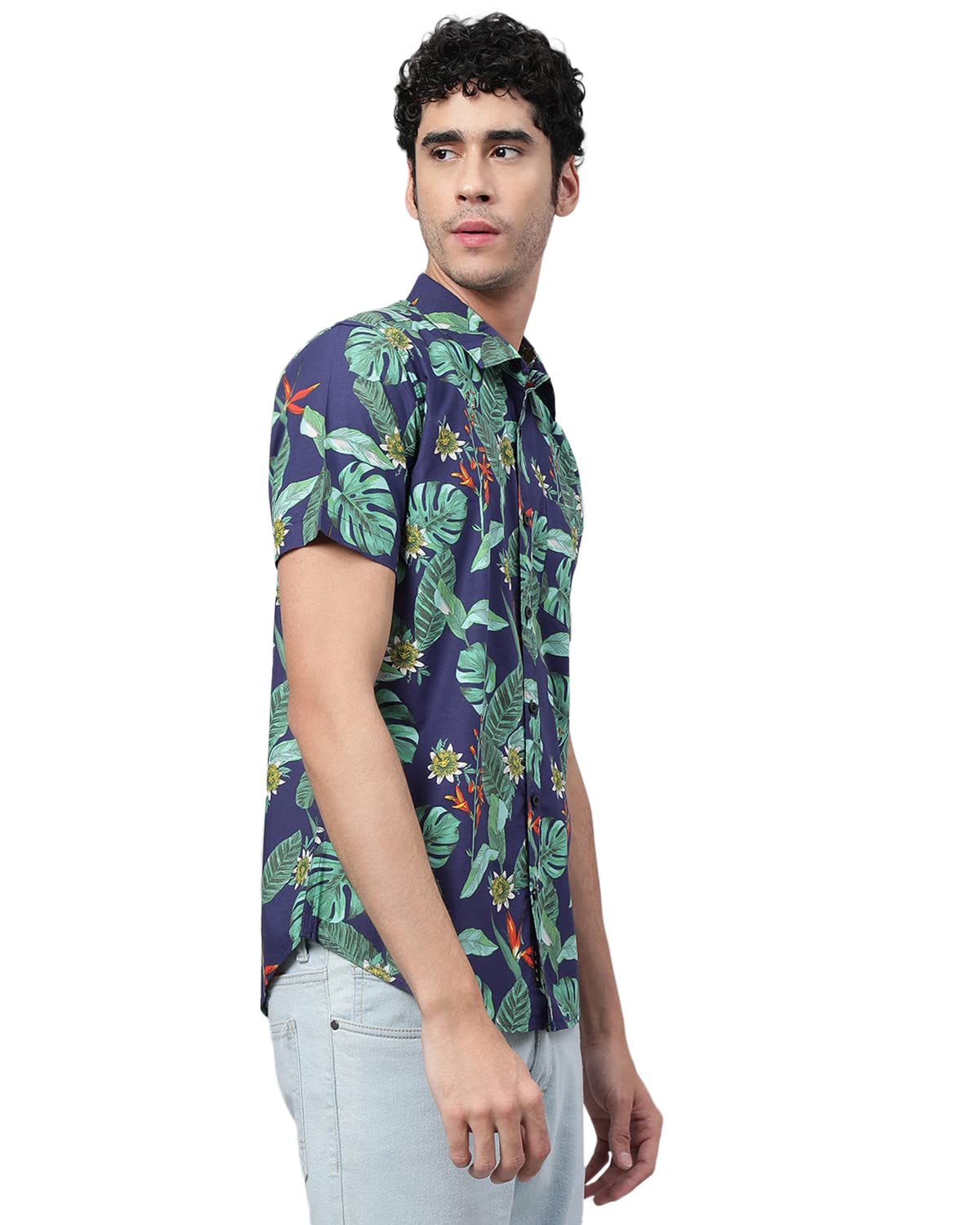 Veirdo® Shirt for Men, Cotton Regular Fit Short - Sleeve, Floral Printed Shirt - Pickkart