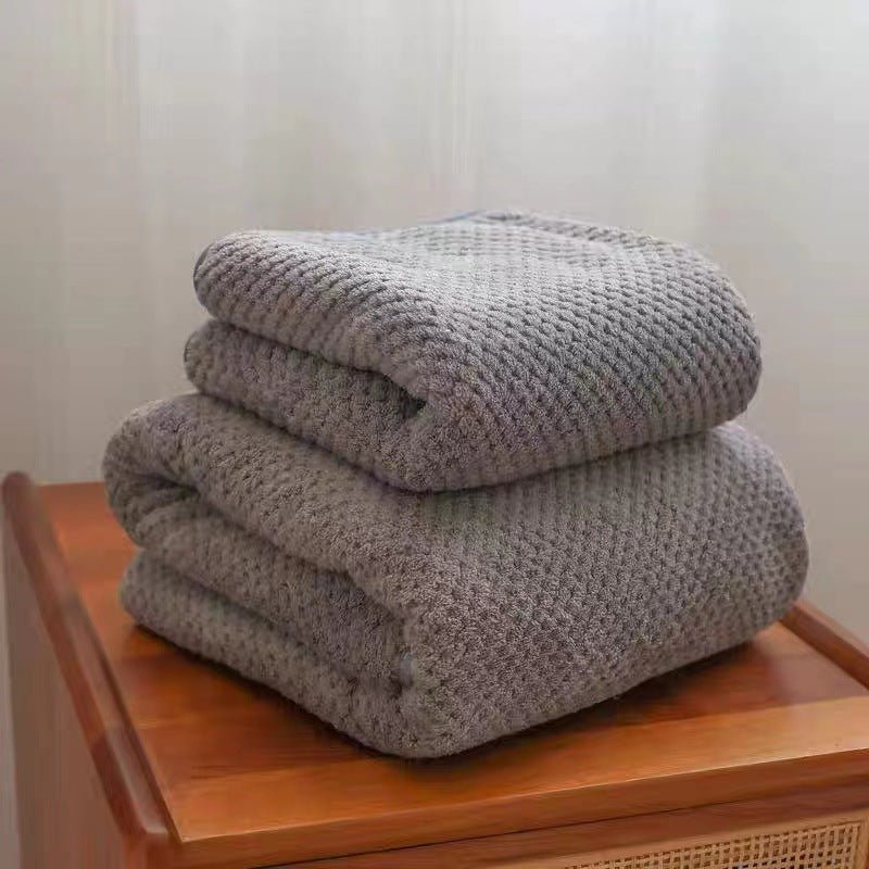 Wide Stripe Dark Stripe Coral Velvet Printing Towels Suit - Pickkart