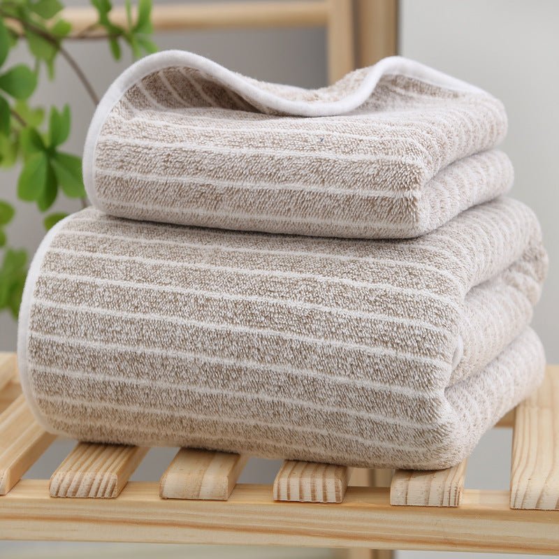 Wide Stripe Dark Stripe Coral Velvet Printing Towels Suit - Pickkart