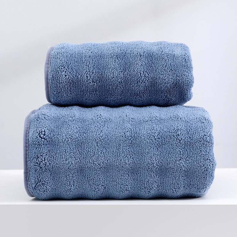 Wide Stripe Dark Stripe Coral Velvet Printing Towels Suit - Pickkart