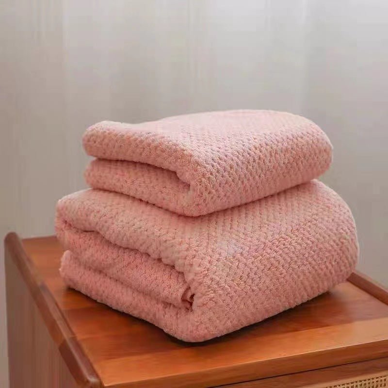 Wide Stripe Dark Stripe Coral Velvet Printing Towels Suit - Pickkart