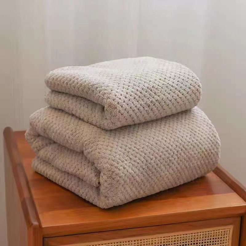 Wide Stripe Dark Stripe Coral Velvet Printing Towels Suit - Pickkart