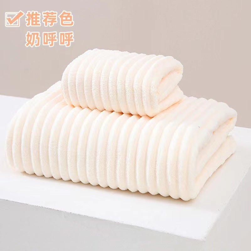 Wide Stripe Dark Stripe Coral Velvet Printing Towels Suit - Pickkart