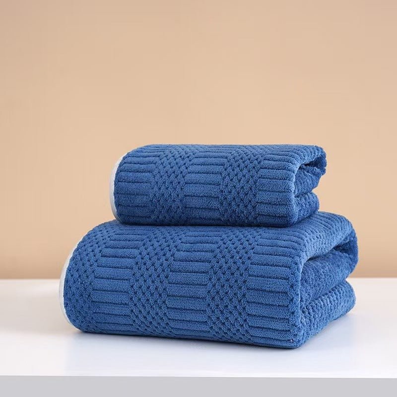 Wide Stripe Dark Stripe Coral Velvet Printing Towels Suit - Pickkart