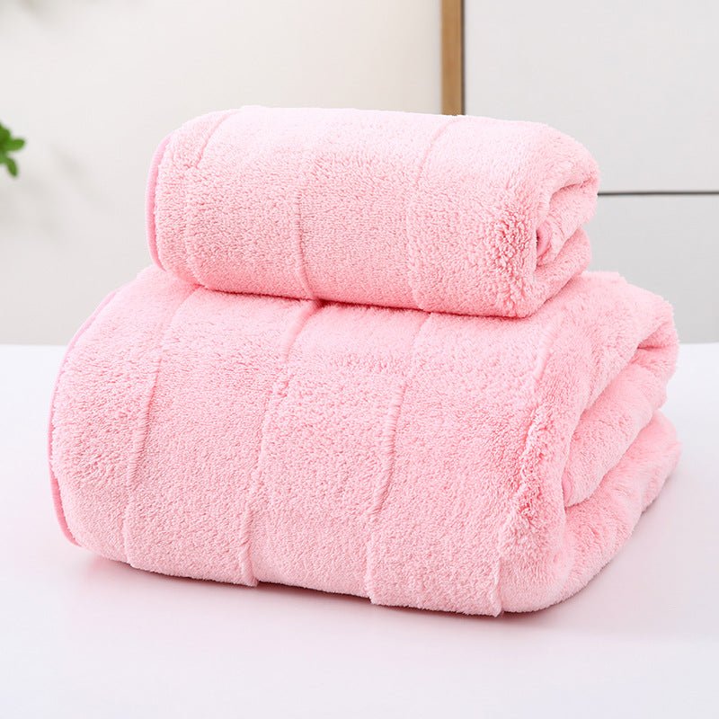 Wide Stripe Dark Stripe Coral Velvet Printing Towels Suit - Pickkart