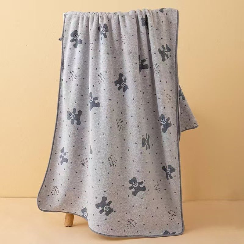 Wide Stripe Dark Stripe Coral Velvet Printing Towels Suit - Pickkart