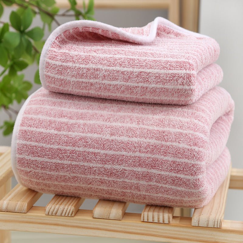 Wide Stripe Dark Stripe Coral Velvet Printing Towels Suit - Pickkart