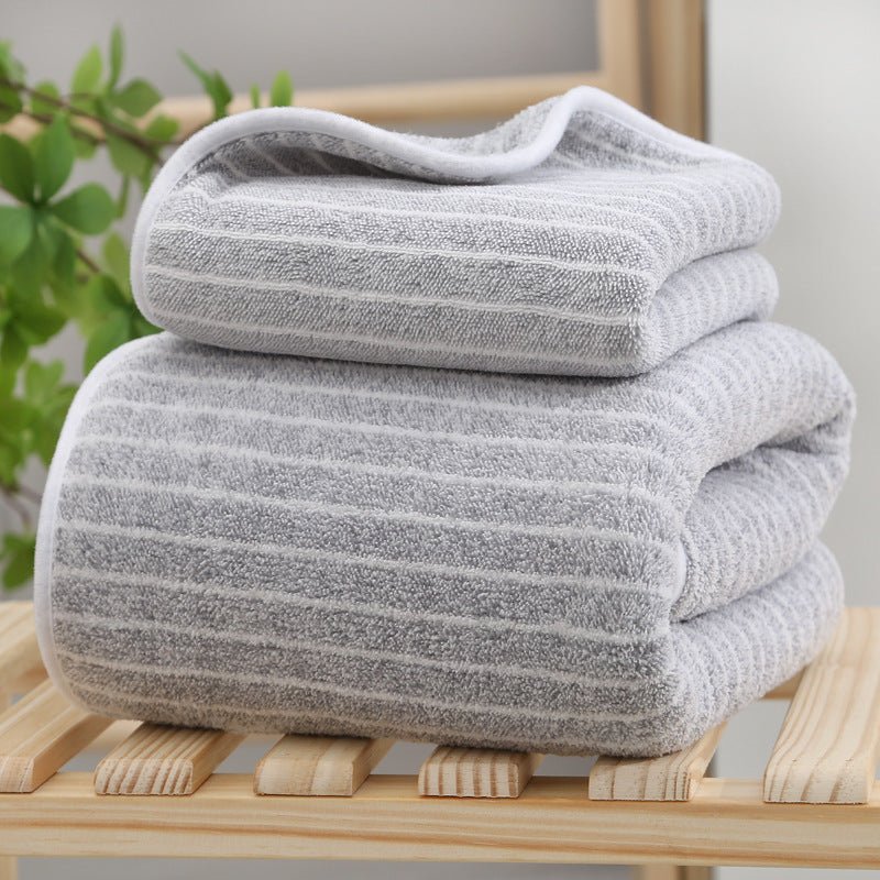 Wide Stripe Dark Stripe Coral Velvet Printing Towels Suit - Pickkart