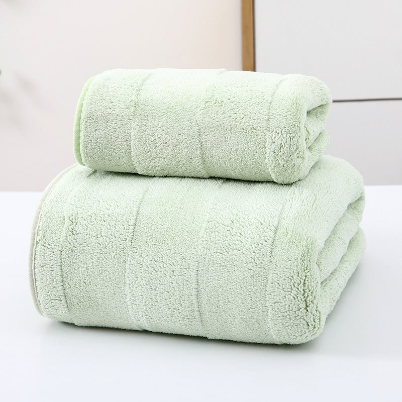 Wide Stripe Dark Stripe Coral Velvet Printing Towels Suit - Pickkart