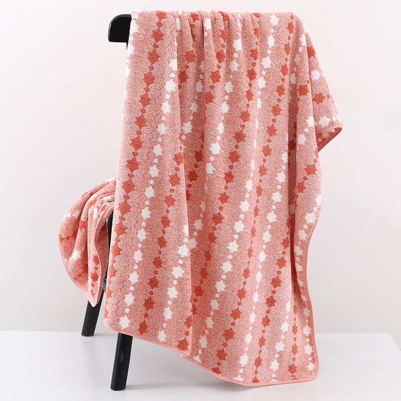 Wide Stripe Dark Stripe Coral Velvet Printing Towels Suit - Pickkart