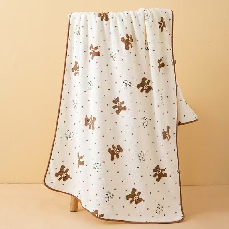 Wide Stripe Dark Stripe Coral Velvet Printing Towels Suit - Pickkart